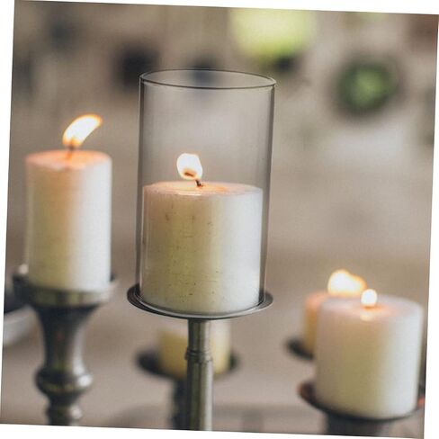 Healifty 2Pcs Glass Candle Covers Open Flame Candleholder Tube Shade Transparent Candle Holders for Romantic Home Weddings DIY Creative Decoration in Saudi Arabia