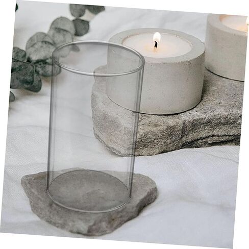 Healifty 2Pcs Glass Candle Covers Open Flame Candleholder Tube Shade Transparent Candle Holders for Romantic Home Weddings DIY Creative Decoration in Saudi Arabia
