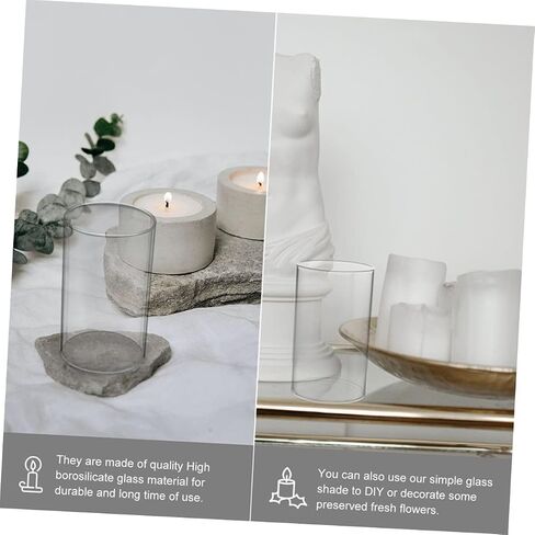 Healifty 2Pcs Glass Candle Covers Open Flame Candleholder Tube Shade Transparent Candle Holders for Romantic Home Weddings DIY Creative Decoration in Saudi Arabia