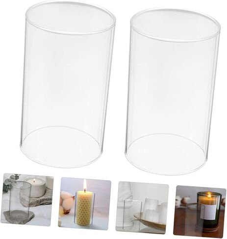 Healifty 2Pcs Glass Candle Covers Open Flame Candleholder Tube Shade Transparent Candle Holders for Romantic Home Weddings DIY Creative Decoration in Saudi Arabia