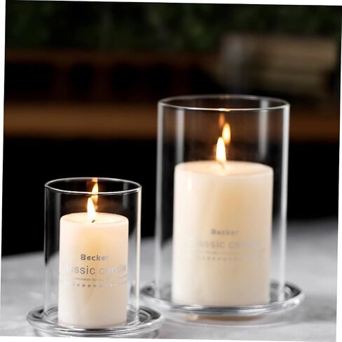 Healifty 2Pcs Glass Candle Covers Open Flame Candleholder Tube Shade Transparent Candle Holders for Romantic Home Weddings DIY Creative Decoration in Saudi Arabia