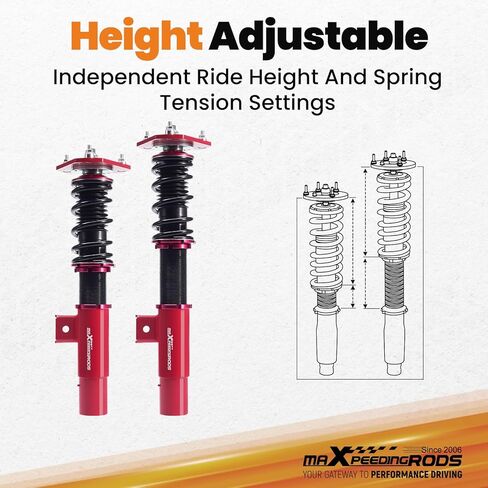 maXpeedingrods Coilovers for VW Jetta MK5 2005-2011, for VW Jetta MK6 2011-2019, for VW Golf MK5 MK6 2003-2012, Height Adjustable Coilovers Suspension Kit, Preset Damping Lowering Kit Red in Saudi Arabia