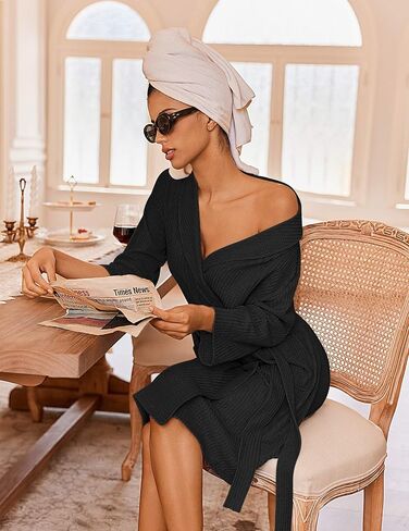 Ekouaer Robes for Women Waffle Knit Bathrobe Lightweight Kimono Robe Knee Length Loungewear with Pockets in Saudi Arabia