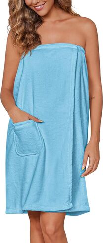 Ekouaer Women's Plush Towel Wrap Soft Lightweight Shower Wrap Absorbent Spa Body Wrap Bath Robe with Velcro S-L in Saudi Arabia