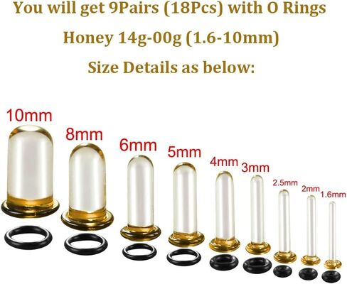 LADEMAYH 14g-00g Glass Ear Plugs Tunnels Gauges, Crazy Dead Stretching Ear Stretching Kit, Pain-Free Comfy, Hypoallergenic Domed Body Piercing Jewelry for Women & Men in Saudi Arabia