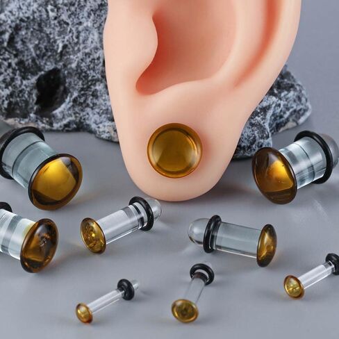 LADEMAYH 14g-00g Glass Ear Plugs Tunnels Gauges, Crazy Dead Stretching Ear Stretching Kit, Pain-Free Comfy, Hypoallergenic Domed Body Piercing Jewelry for Women & Men in Saudi Arabia