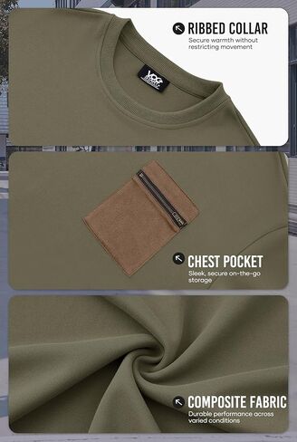 Men's Casual Crewneck Sweatshirts Pullover with Chest Pocket (S-XXL) in Saudi Arabia