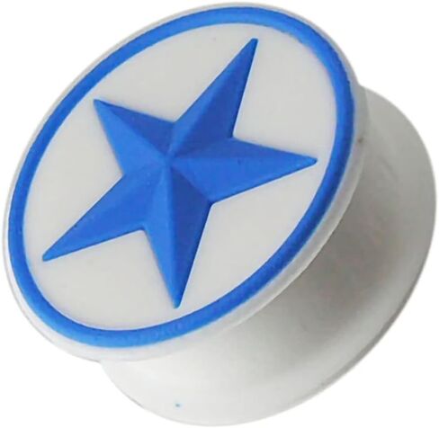 Embossed Light Blue Star on White Silicone Double Flared Tunnel Gauge Ear Plug in Saudi Arabia