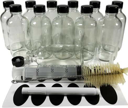 12Pack 4oz (120ml) Boston Glass Bottles. Essential Oil Bottle With Black Poly Cone Lids. For Potion,Juice,Ginger Shots,Oils, Whiskey,Perfume,Aromatherapy,Lab Refillable Sample Vials (Amber) in Saudi Arabia