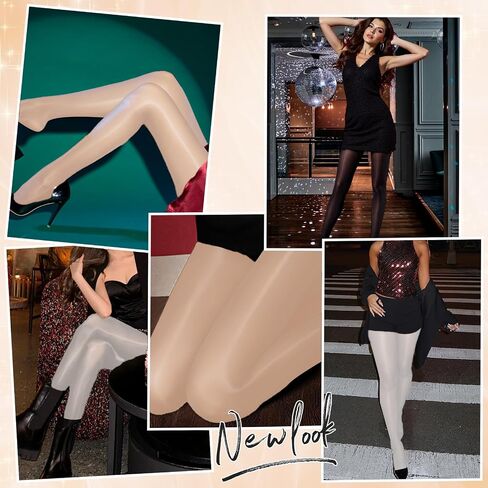 Buauty Women's Shiny Pantyhose Shimmer Sheer Tights High Waist Oil Silk Stockings for Party Night Out Clubwear in Saudi Arabia