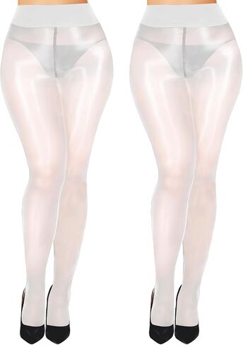 Buauty Women's Shiny Pantyhose Shimmer Sheer Tights High Waist Oil Silk Stockings for Party Night Out Clubwear in Saudi Arabia