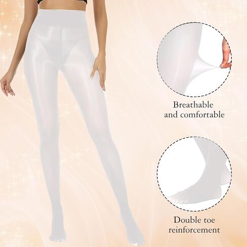 Buauty Women's Shiny Pantyhose Shimmer Sheer Tights High Waist Oil Silk Stockings for Party Night Out Clubwear in Saudi Arabia