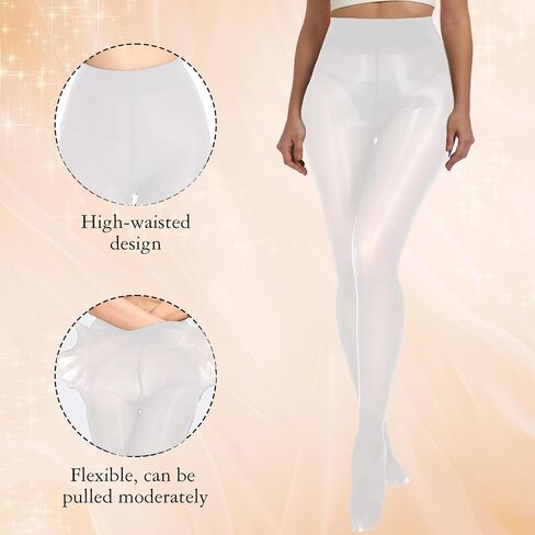 Buauty Women's Shiny Pantyhose Shimmer Sheer Tights High Waist Oil Silk Stockings for Party Night Out Clubwear in Saudi Arabia