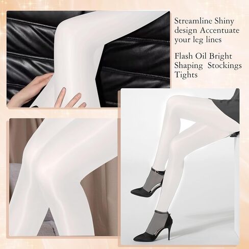 Buauty Women's Shiny Pantyhose Shimmer Sheer Tights High Waist Oil Silk Stockings for Party Night Out Clubwear in Saudi Arabia