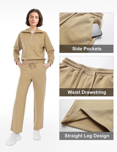 سراويل Orolay النسائية الكاجوال للركض بأرجل مستقيمة، سراويل رياضية مريحة عالية الخصر in Kuwait