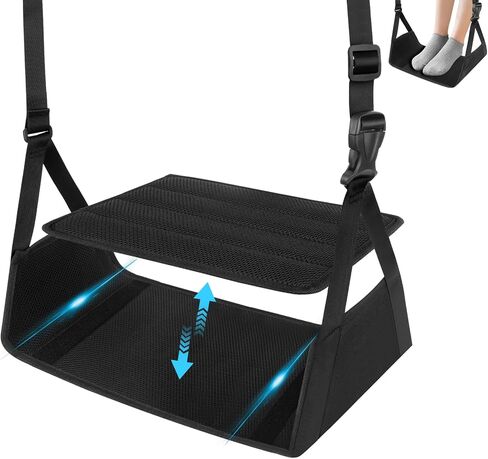 Airplane Foot Hammock for Plane Travel Essentials, Airplane Foot Rest with 2 in 1 Removable Support Pad, Adjustable Foot Hammock with Thicken Memory Foam, Foot Rest for Plane Travel Foot Leg Rest in Saudi Arabia