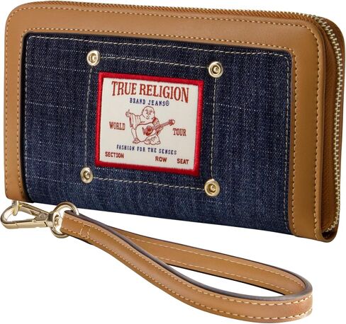 True Religion Women's Zip-Around Mini Wallet with Wrist Strap, Dark Denim, One Size in Saudi Arabia