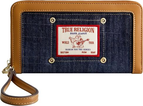True Religion Women's Zip-Around Mini Wallet with Wrist Strap, Dark Denim, One Size in Saudi Arabia