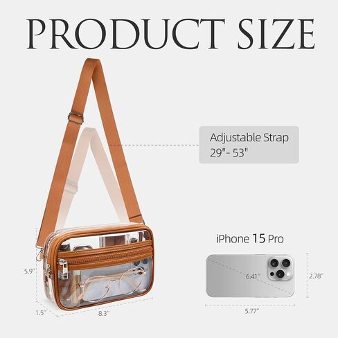 Clear Crossbody Purse Wristlet Wallet Stadium Approved Clear Bag Handbag for Concerts Sports Events in Saudi Arabia