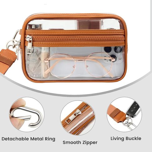 Clear Crossbody Purse Wristlet Wallet Stadium Approved Clear Bag Handbag for Concerts Sports Events in Saudi Arabia