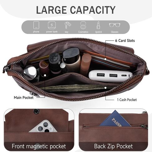APHISON RFID WRISTLET WARTETS CHLUCT FOR FOR Women ، HOOLET محفظة محفظة حقيبة كروس الكتف مع حامل البطاقة in Kuwait
