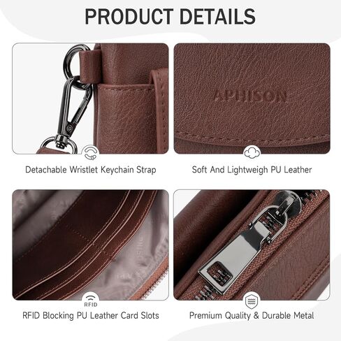APHISON RFID WRISTLET WARTETS CHLUCT FOR FOR Women ، HOOLET محفظة محفظة حقيبة كروس الكتف مع حامل البطاقة in Kuwait