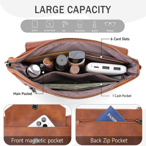 APHISON RFID WRISTLET WARTETS CHLUCT FOR FOR Women ، HOOLET محفظة محفظة حقيبة كروس الكتف مع حامل البطاقة in Saudi Arabia