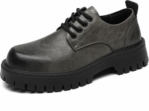 Men's Leather Lace Up Platform Oxfords Round Toe Chunky Heel Lug Sole Heightening Soft Bottom Derby Casual Shoes Classic Work Office Business Dress Shoes in Saudi Arabia