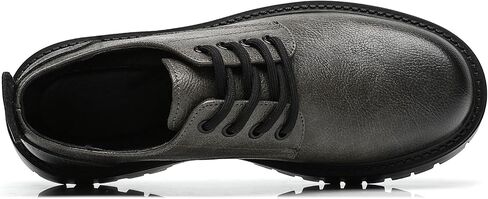 Men's Leather Lace Up Platform Oxfords Round Toe Chunky Heel Lug Sole Heightening Soft Bottom Derby Casual Shoes Classic Work Office Business Dress Shoes in Saudi Arabia
