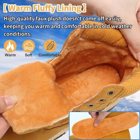 Winter Hiking Boots Women Waterproof Snow Ankle Booties Work Boots Warm Fur Lined Trekking Shoes Winter Lace up Booties for Women in Kuwait