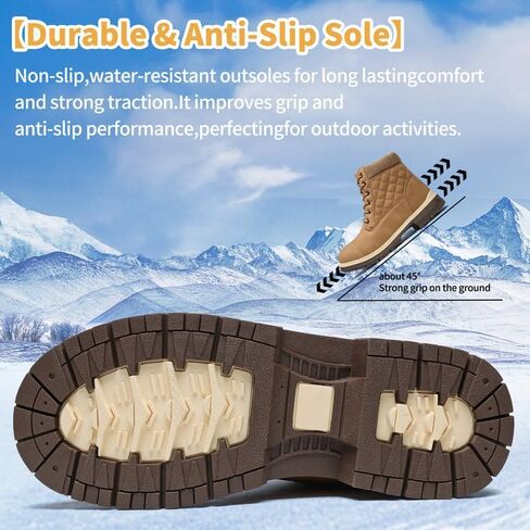 Winter Hiking Boots Women Waterproof Snow Ankle Booties Work Boots Warm Fur Lined Trekking Shoes Winter Lace up Booties for Women in Kuwait