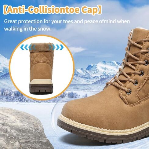 Winter Hiking Boots Women Waterproof Snow Ankle Booties Work Boots Warm Fur Lined Trekking Shoes Winter Lace up Booties for Women in Kuwait