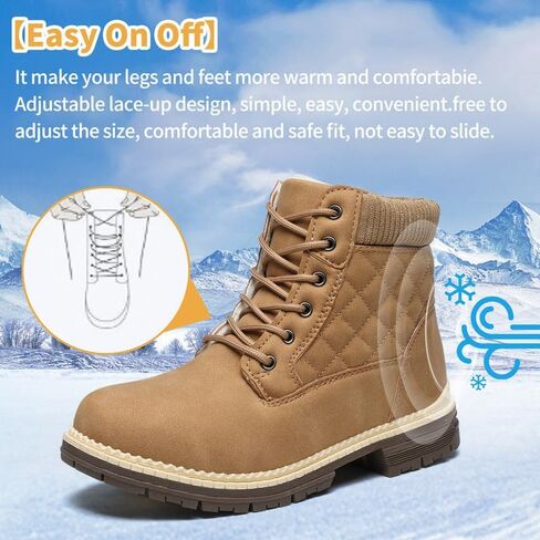 Winter Hiking Boots Women Waterproof Snow Ankle Booties Work Boots Warm Fur Lined Trekking Shoes Winter Lace up Booties for Women in Kuwait