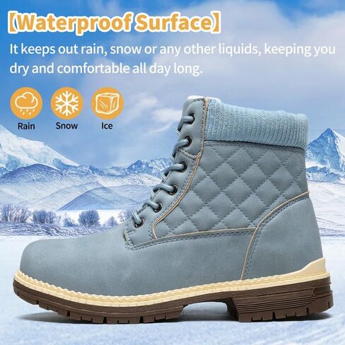 Winter Hiking Boots Women Waterproof Snow Ankle Booties Work Boots Warm Fur Lined Trekking Shoes Winter Lace up Booties for Women in Kuwait