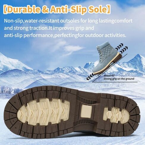 Winter Hiking Boots Women Waterproof Snow Ankle Booties Work Boots Warm Fur Lined Trekking Shoes Winter Lace up Booties for Women in Kuwait