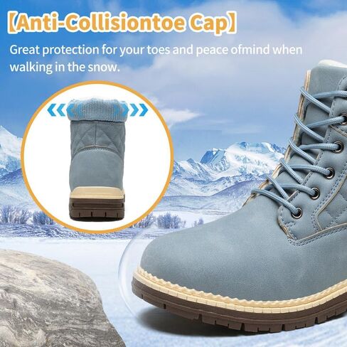 Winter Hiking Boots Women Waterproof Snow Ankle Booties Work Boots Warm Fur Lined Trekking Shoes Winter Lace up Booties for Women in Kuwait