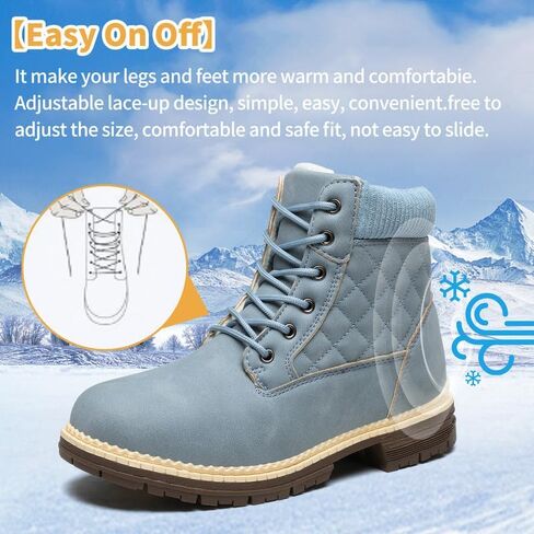 Winter Hiking Boots Women Waterproof Snow Ankle Booties Work Boots Warm Fur Lined Trekking Shoes Winter Lace up Booties for Women in Kuwait