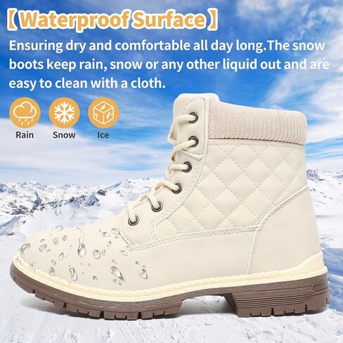 Winter Hiking Boots Women Waterproof Snow Ankle Booties Work Boots Warm Fur Lined Trekking Shoes Winter Lace up Booties for Women in Kuwait