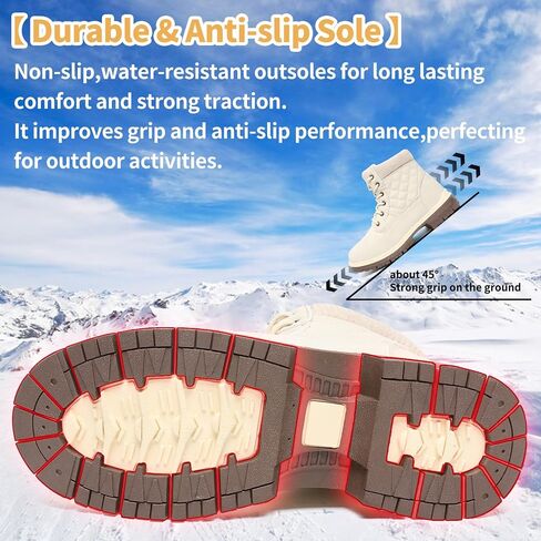 Winter Hiking Boots Women Waterproof Snow Ankle Booties Work Boots Warm Fur Lined Trekking Shoes Winter Lace up Booties for Women in Kuwait