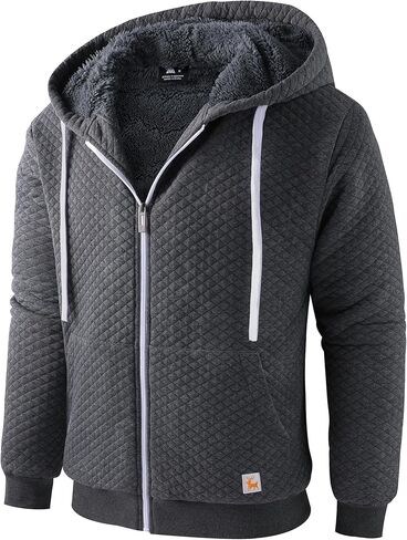 ZITY Men's Zip Up Hoodie Heavyweight Winter Sweatshirt Fleece Sherpa Lined Warm Jacket in Kuwait