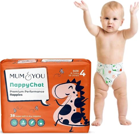 Mum & You Nappychat Premium Performance Eco Diapers, Size 3 (42 Diapers) Smart Tube Technology. Leak Protection. 100% Recyclable. Hypoallergenic, Dermatologically-Tested. No Lotion, Perfume or Dyes. in Kuwait
