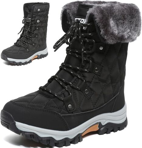 Womens Snow Boots Winter Boots for Women Fur Lined Warm Booties High Top Anti-Slip Cold-Resistant Waterproof Comfortable for Ladies Breathable Outdoor Walking Shoes in Saudi Arabia