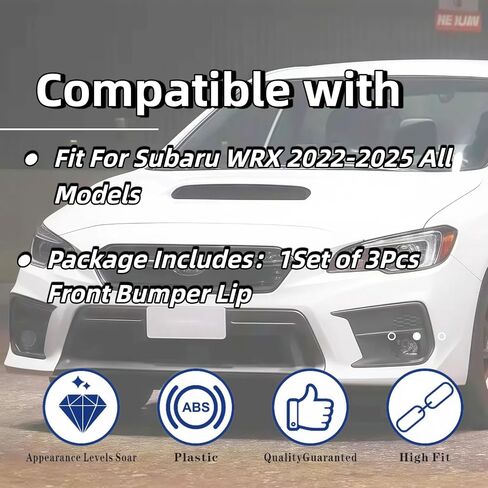 Front Bumper Lip 3Pcs for Subaru WRX VB 2022 2023 2024 2025 V2 S Style Add On Body Kit Front Splitter Lower Air Dams Spoiler Chin (Matte Black) in Saudi Arabia