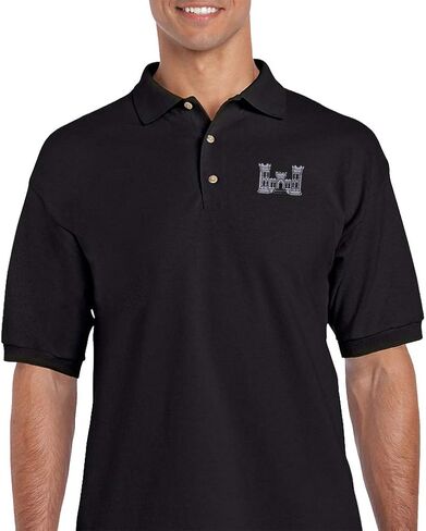 Polo Shirt Corps of Engineers Design Design Cotton Golf Shirt للرجال تصميم أسود كبير فقط in Saudi Arabia