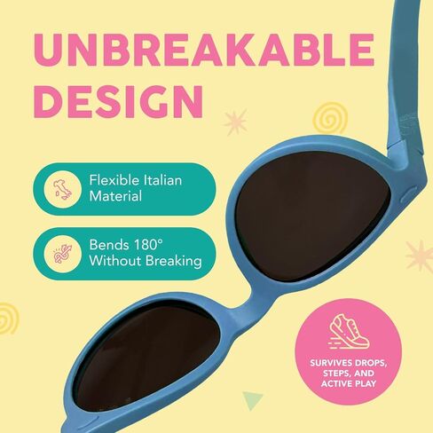 نظارات شمسية مستديرة من Roshambo Eyewear - ظلال مستقطبة للأطفال والرضع مع حزام للرأس ومجموعة أدوات ضبط الأذن in Saudi Arabia