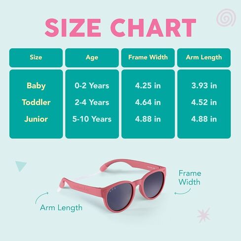 نظارات شمسية مستديرة من Roshambo Eyewear - ظلال مستقطبة للأطفال والرضع مع حزام للرأس ومجموعة أدوات ضبط الأذن in Saudi Arabia