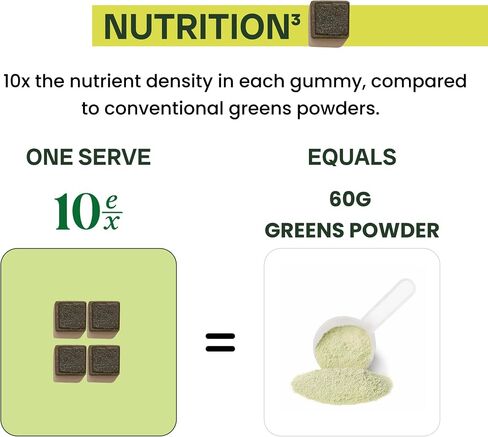 10ex Supergreens Gummies with Probiotics. 40 Superfoods & Super Greens. 10x More Nutrients Per Serve. Multivitamin, Spirulina, Chlorella, Microgreens, Adaptogens, Turmeric & Ashwagandha Gummies. 60ct in Saudi Arabia