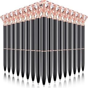 Leinuosen 50 Pcs Bulk Diamond Pens with Crystal Bridal Shower Pens Metal Bling Pens with Black Ink Cute Ballpoint Pens Beautiful Wedding Pens for Bridal Shower Party Office School (Gold)