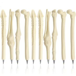 MagicW Novelty Bone Shape Ballpoint Pens Finger Skull Bone Pen For Nurse Doctor Stationery Crazy Student Gift Pack of 10