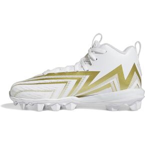 adidas Freak Spark 23 Mid Top Football Shoe, White/White/Gold Metallic, 5.5 US Unisex Big Kid